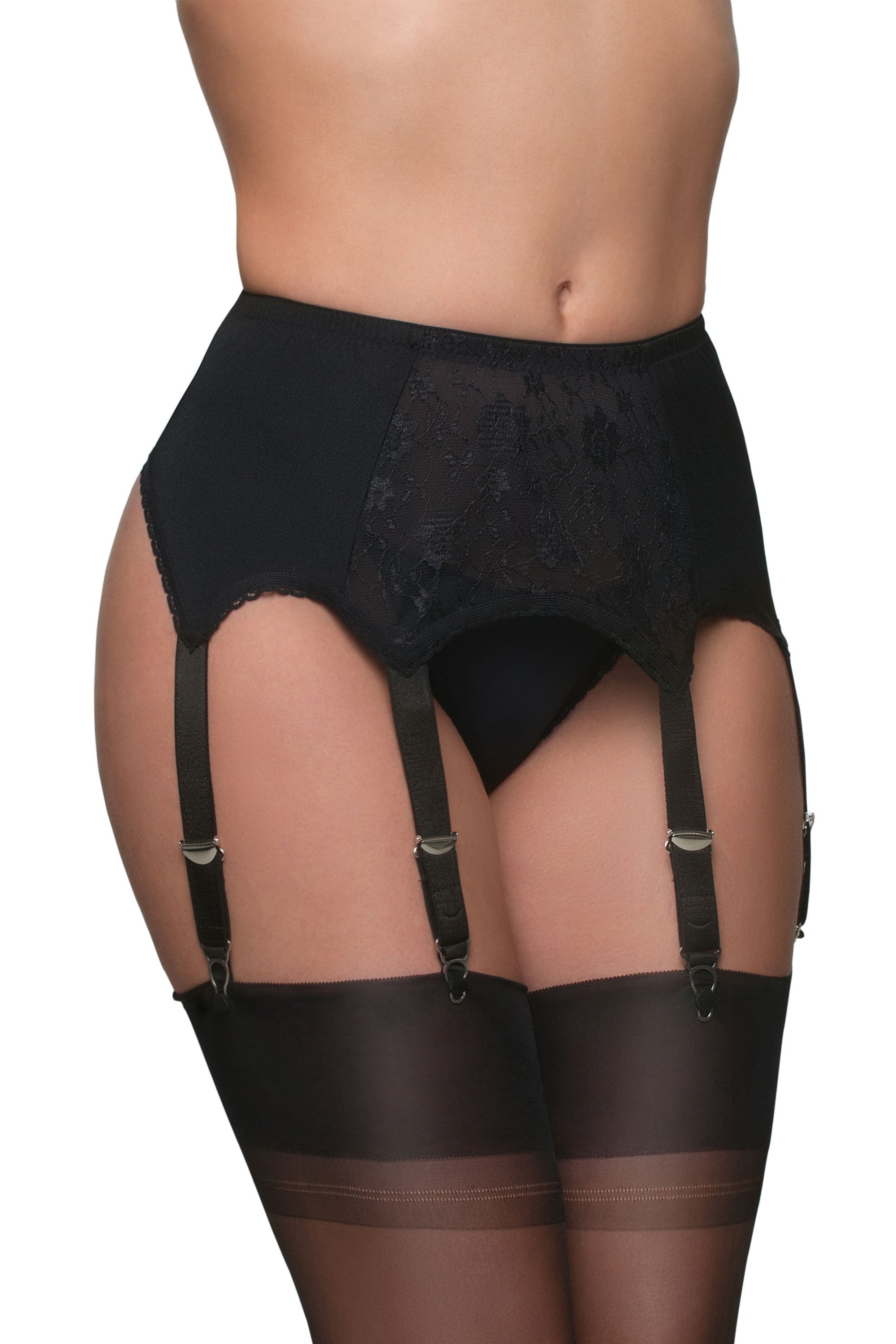 6 Strap Suspender Belt With Lace Front Panel NDL8