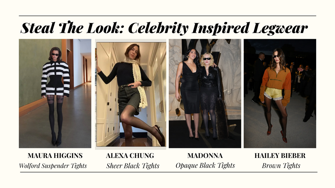 Celebrity inspired legwear, showing celebrities wearing tights