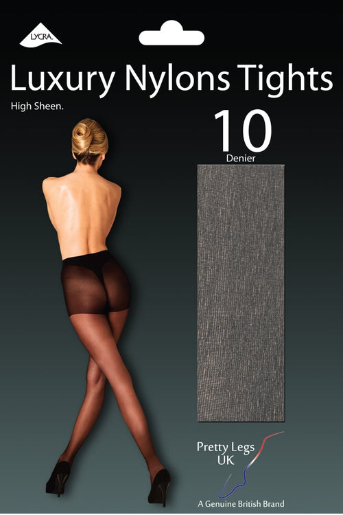 Luxury nylons tights packaging  and Pretty Legs UK branding.