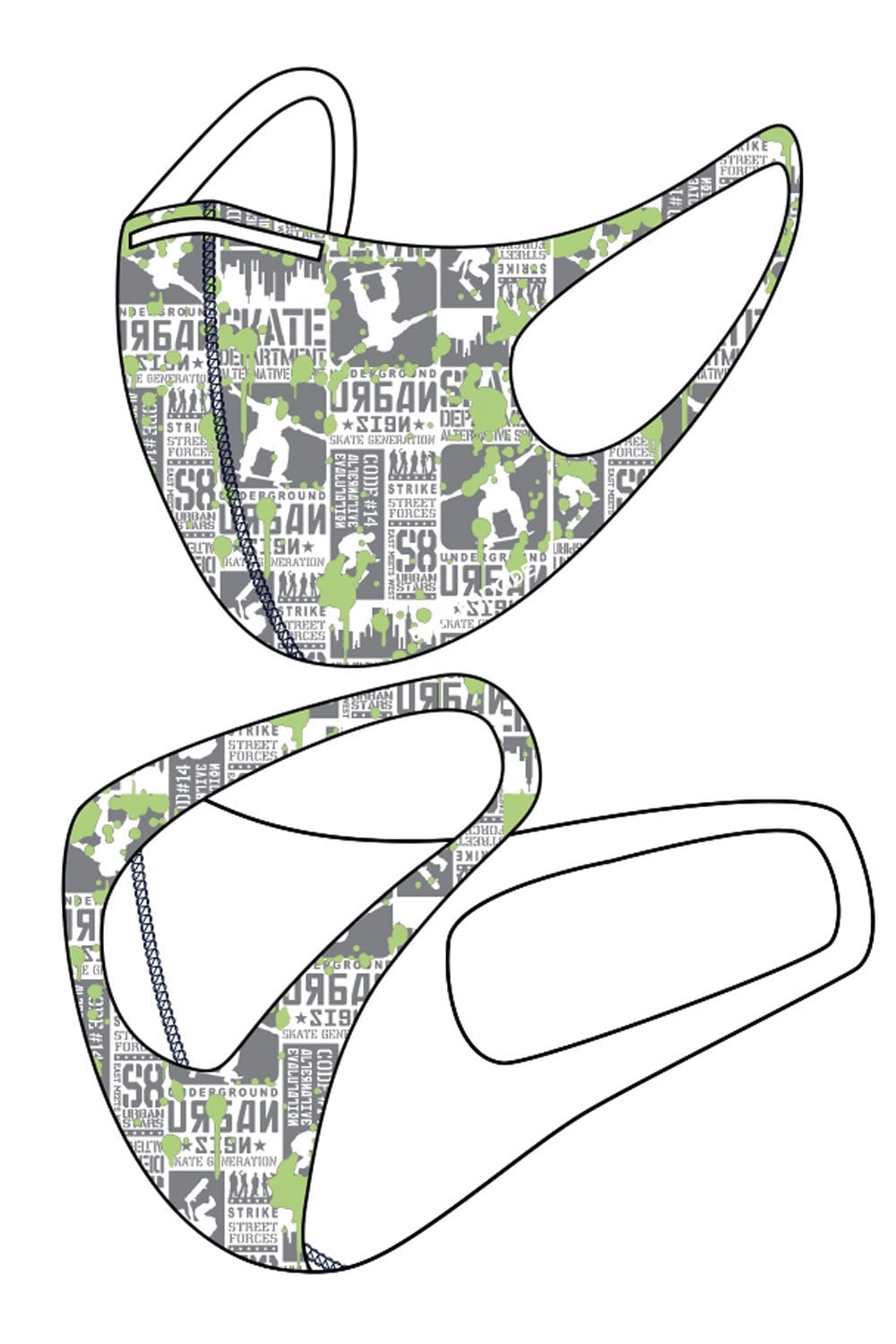 3D Spacer Masks Non Medical - Child 7-12 Years - Skater Pattern