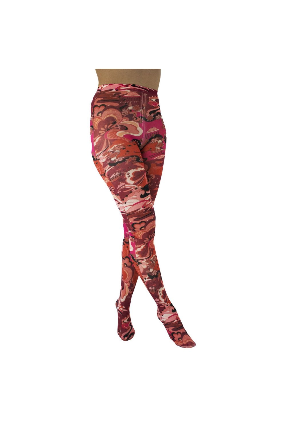 Outer Space Burgundy Printed Tights