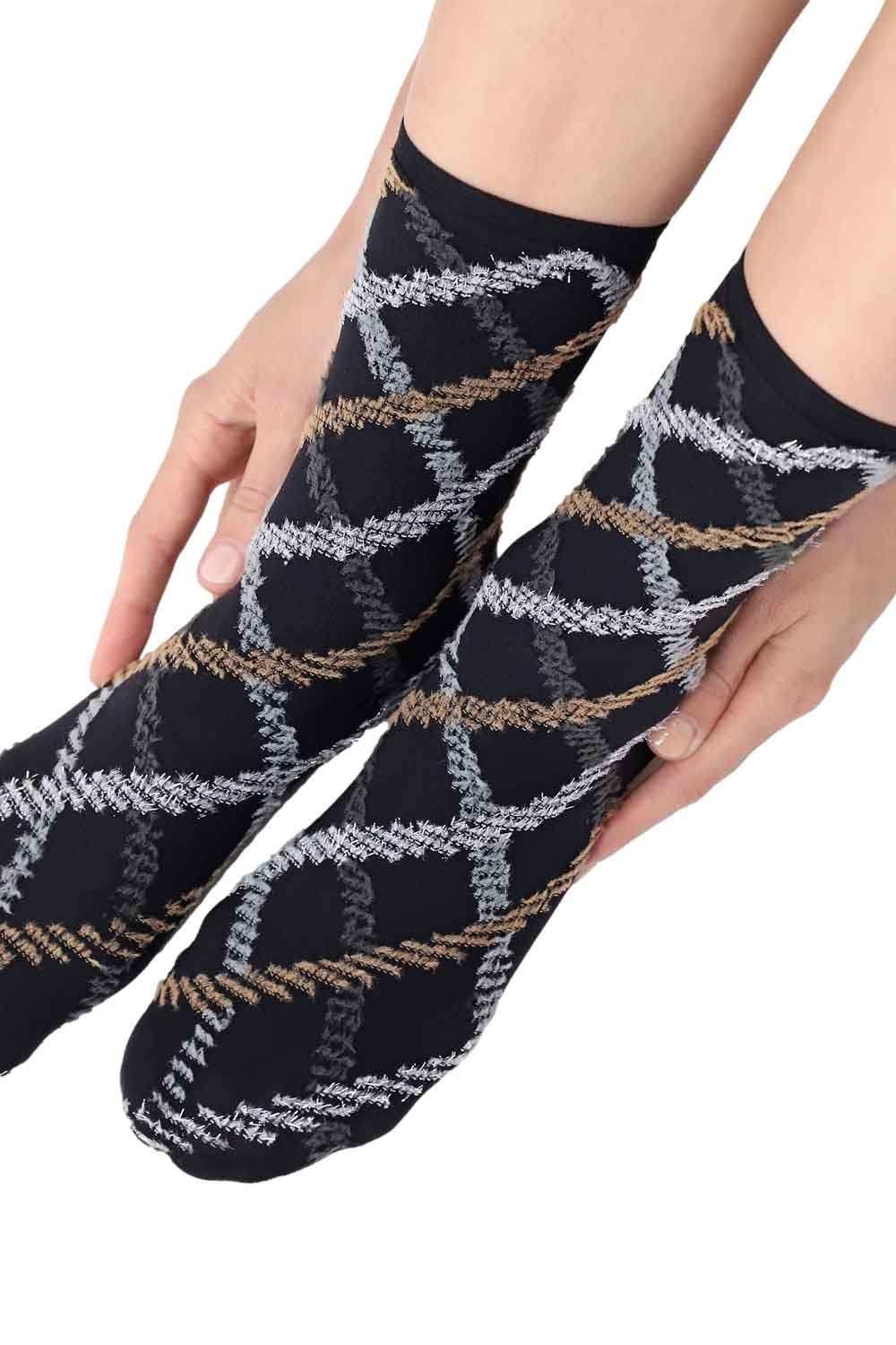 Fur Tartan Ankle Socks