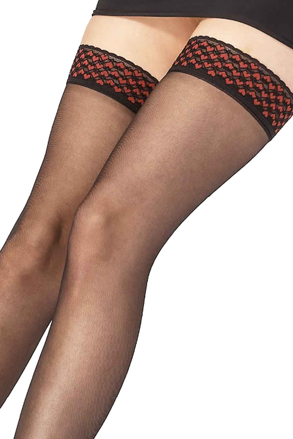 Sheer Red Heart Hold Ups AWL6