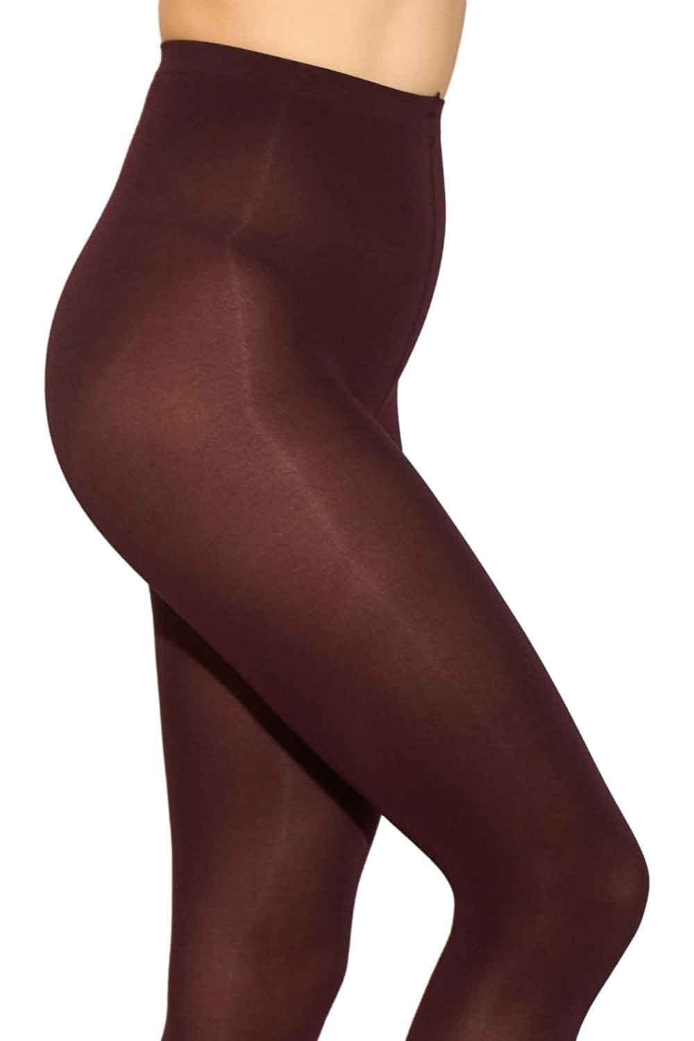 70 Denier Burgundy Tights