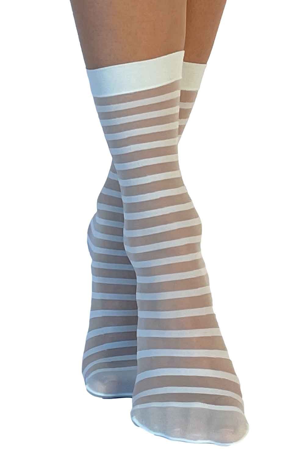 Sheer Stripe Ankle Socks 1703