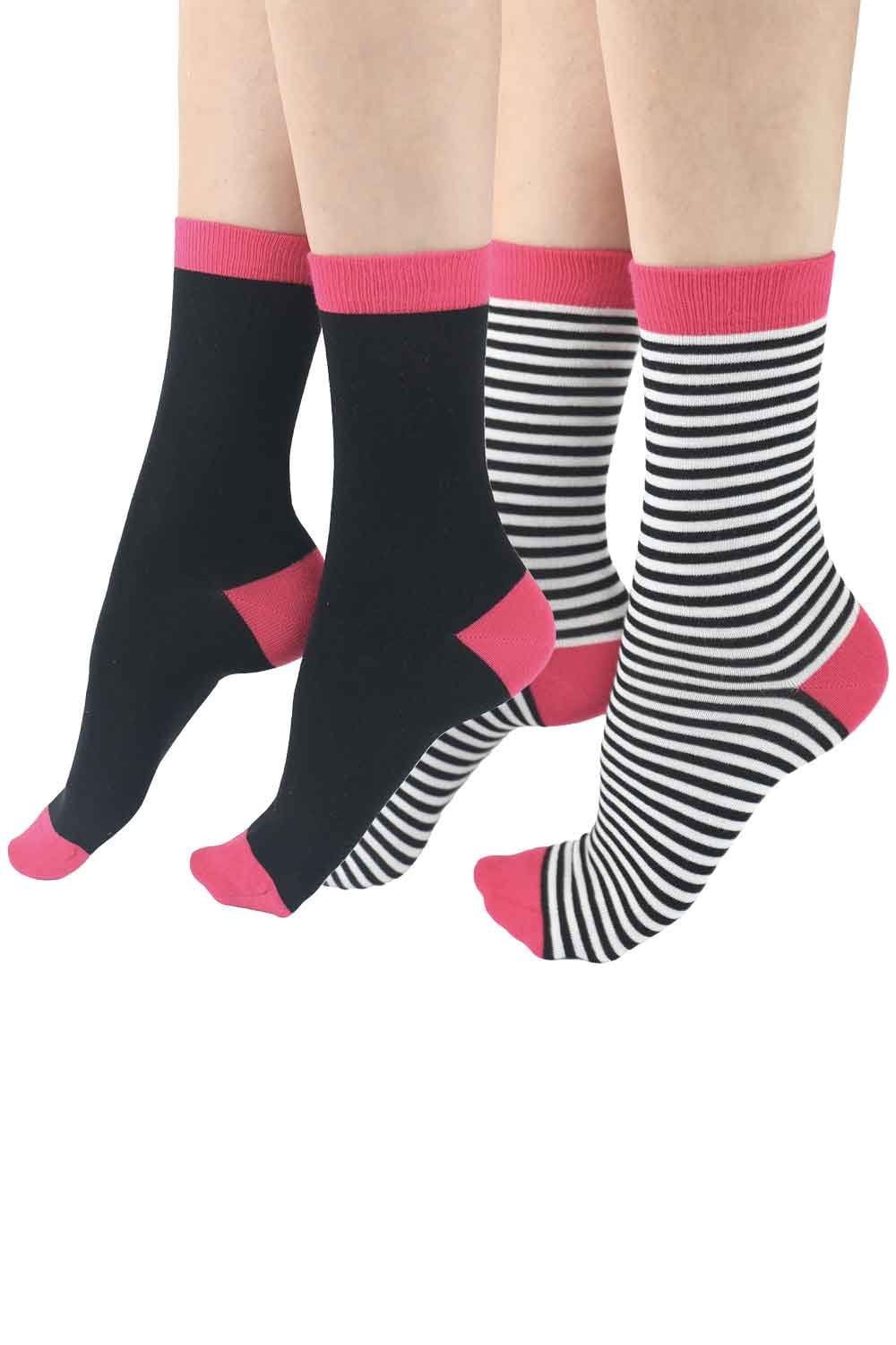 Stripe Plain Mix Bamboo Socks 2PP EYY7