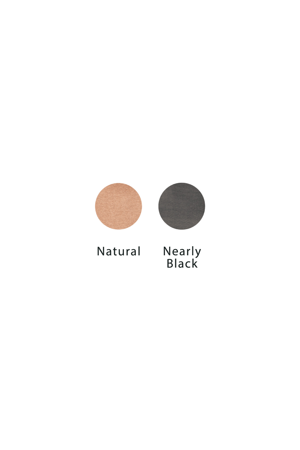 Two color swatches labeled 'Natural' and 'Nearly Black' on a white background.