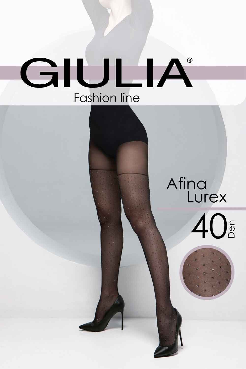 Black tights with 'Giulia' branding on a white background