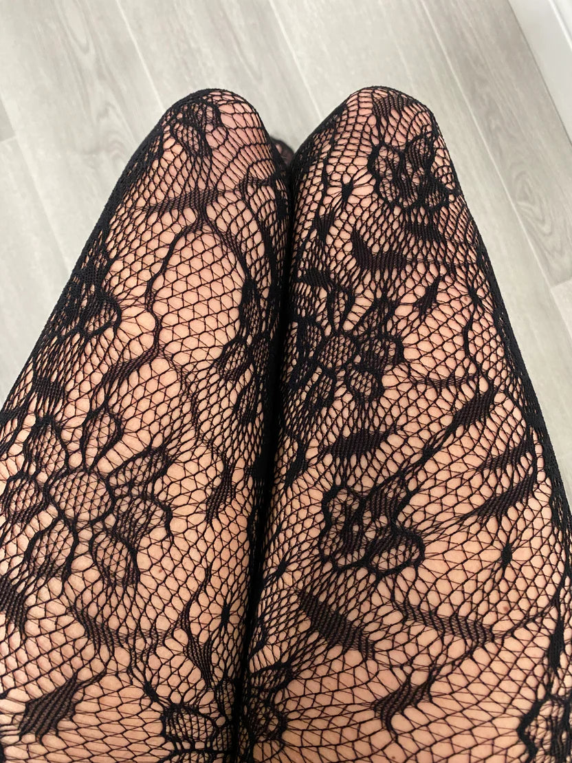Black tights with lace design by Allana