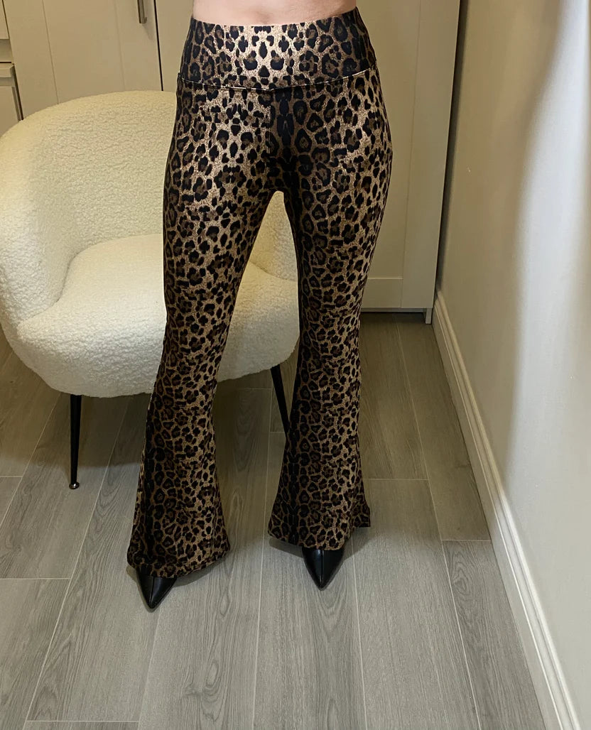 Flared leggings  with leopard design throughout by Allana