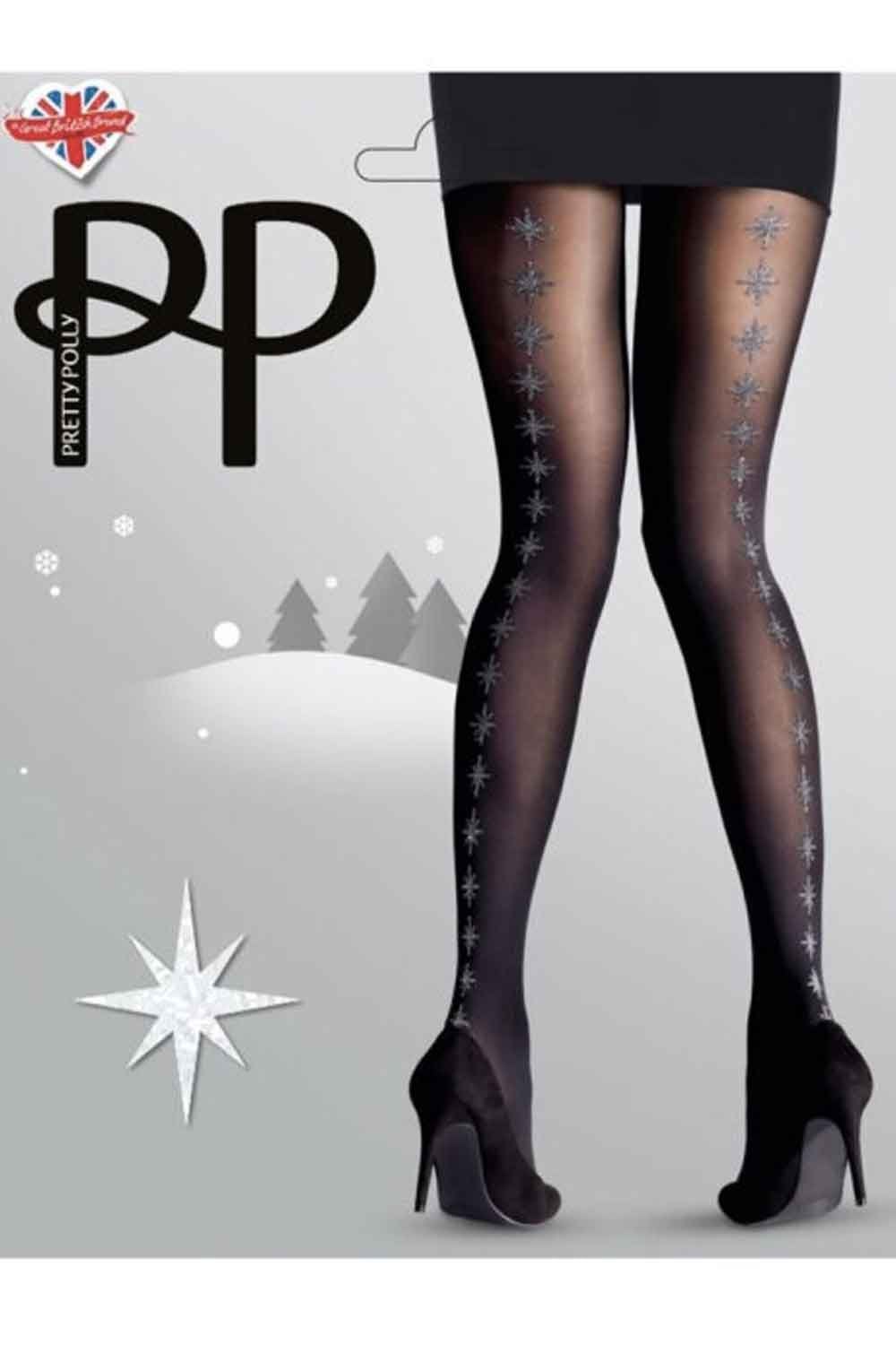 Black tights with backseam silver stars