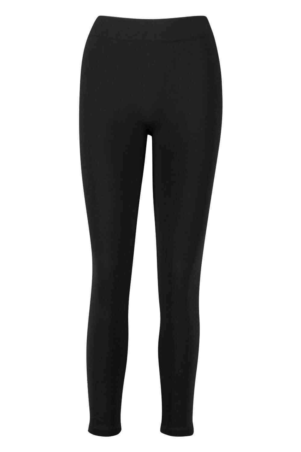 Allana black fleece lined leggings on a white background
