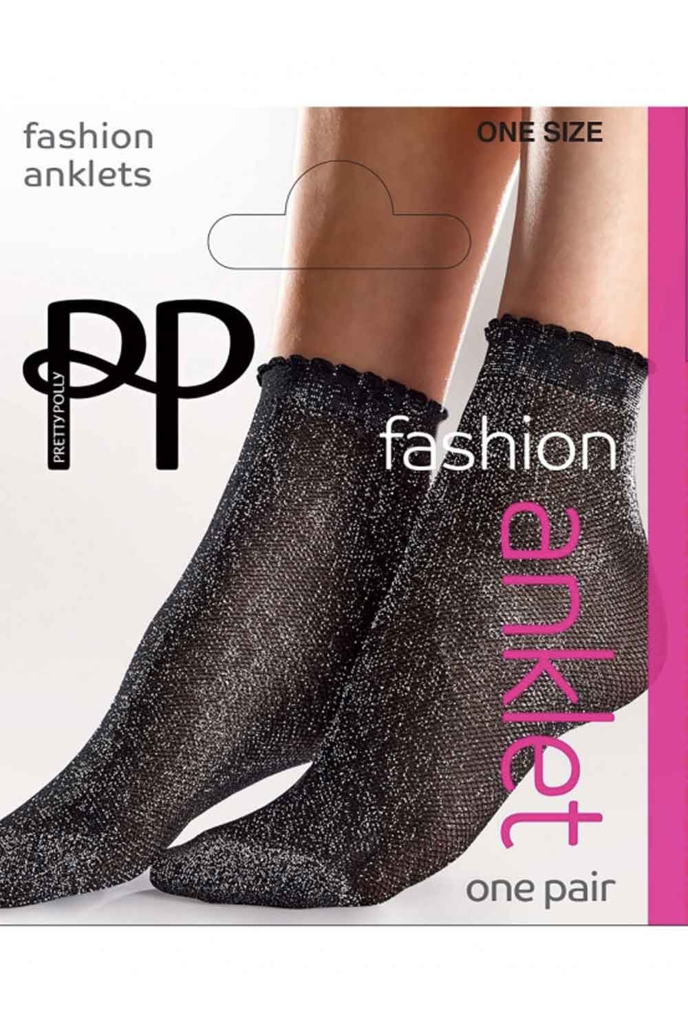 Black fashion anklets with packaging displaying brand logo and product details.