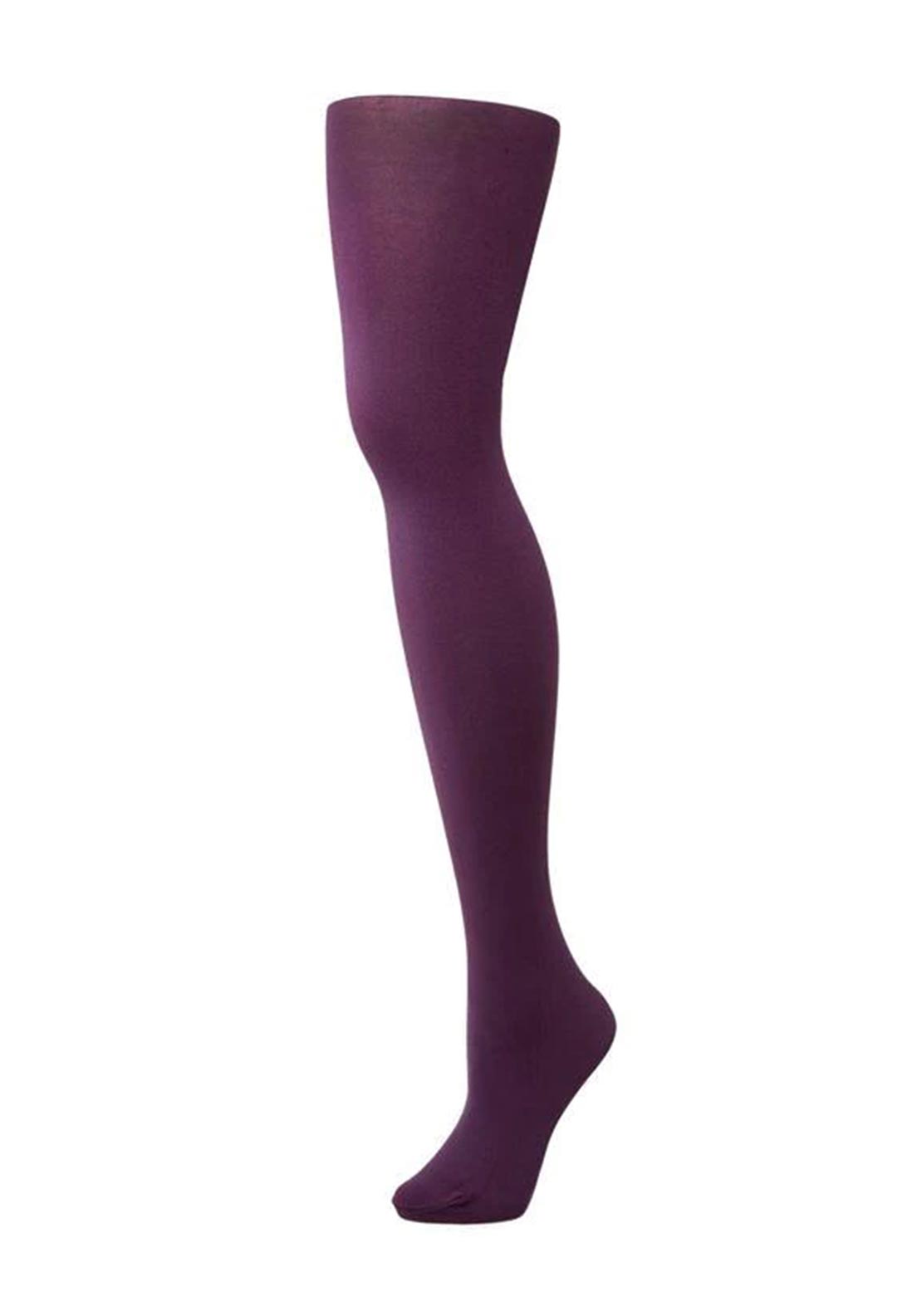 Charnos 60 denier opaque plum tights on a white background