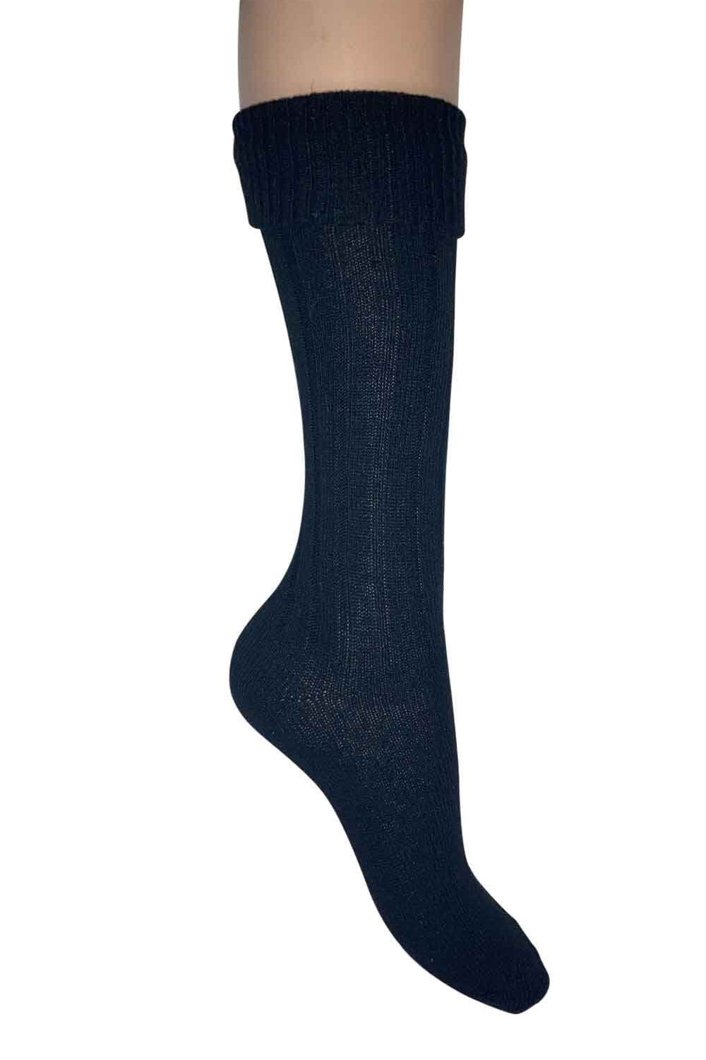 Black comfy boot sock on a white background