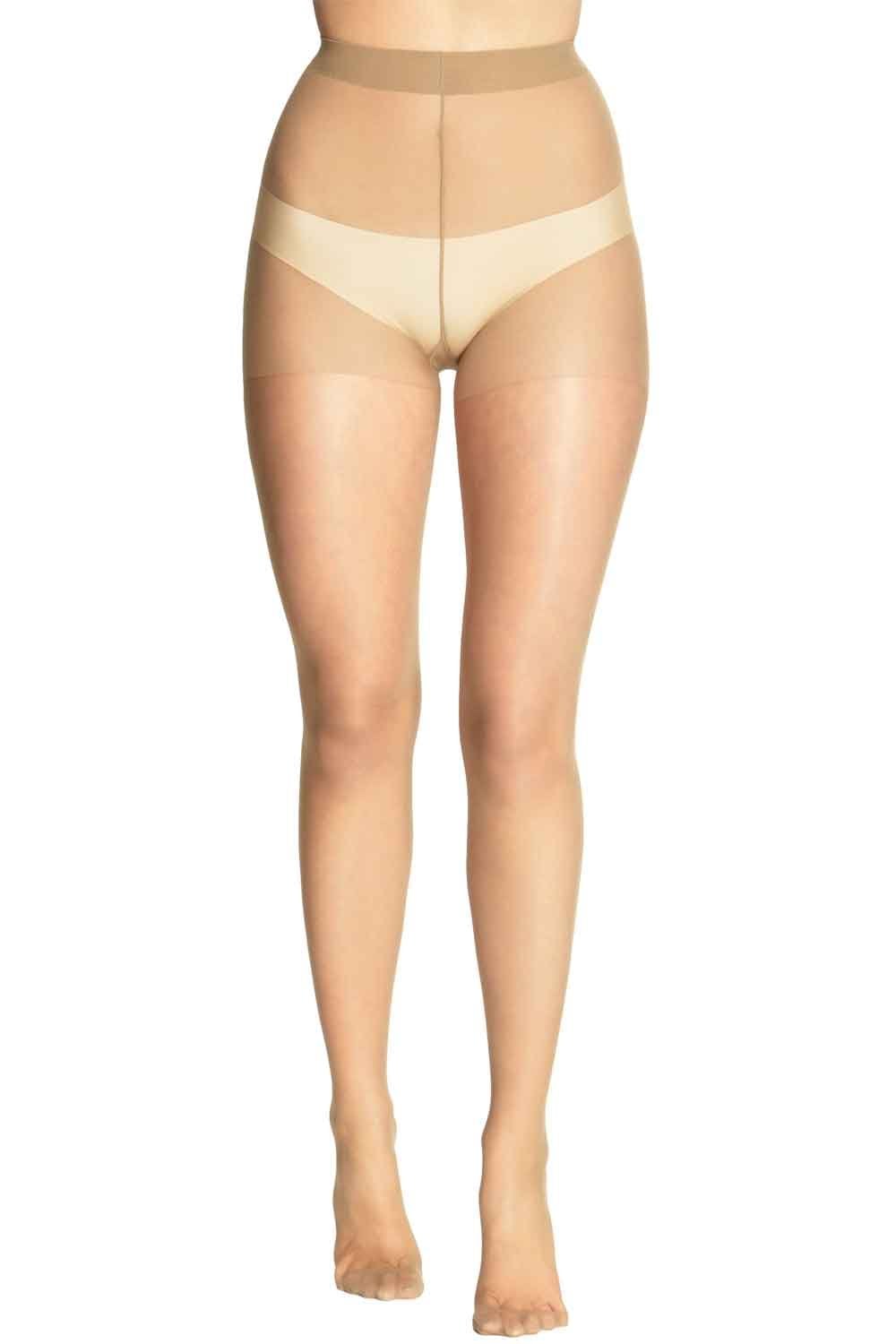 Champagne coloured tights  on a white background
