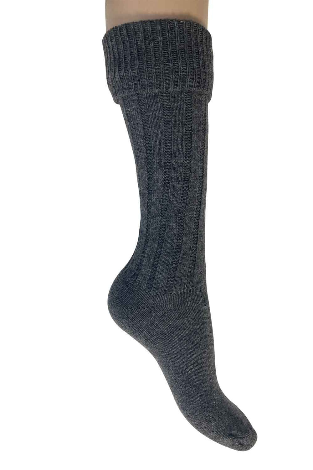 Charcoal comfy boot sock on a white background