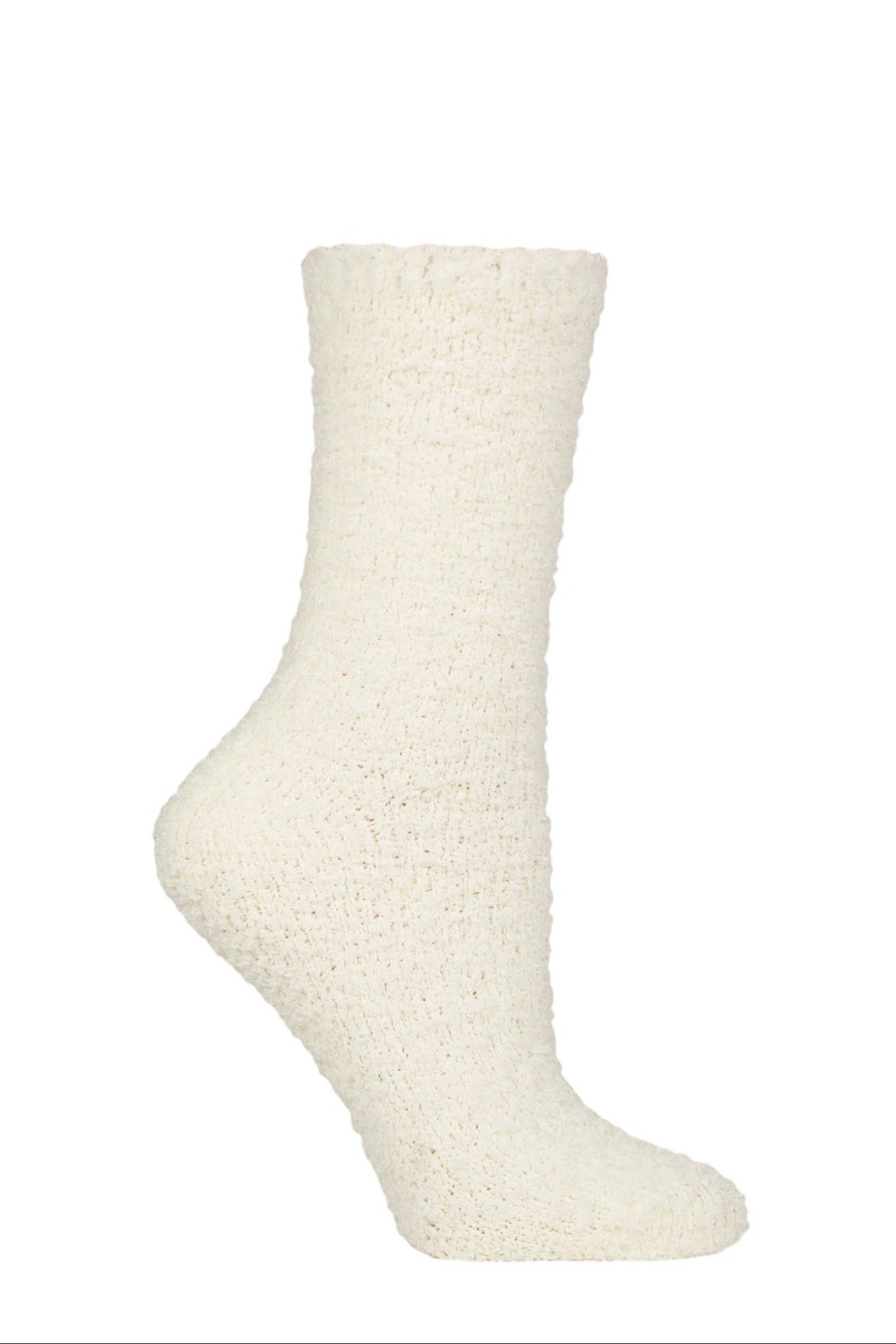 Cream textured sock on a white background