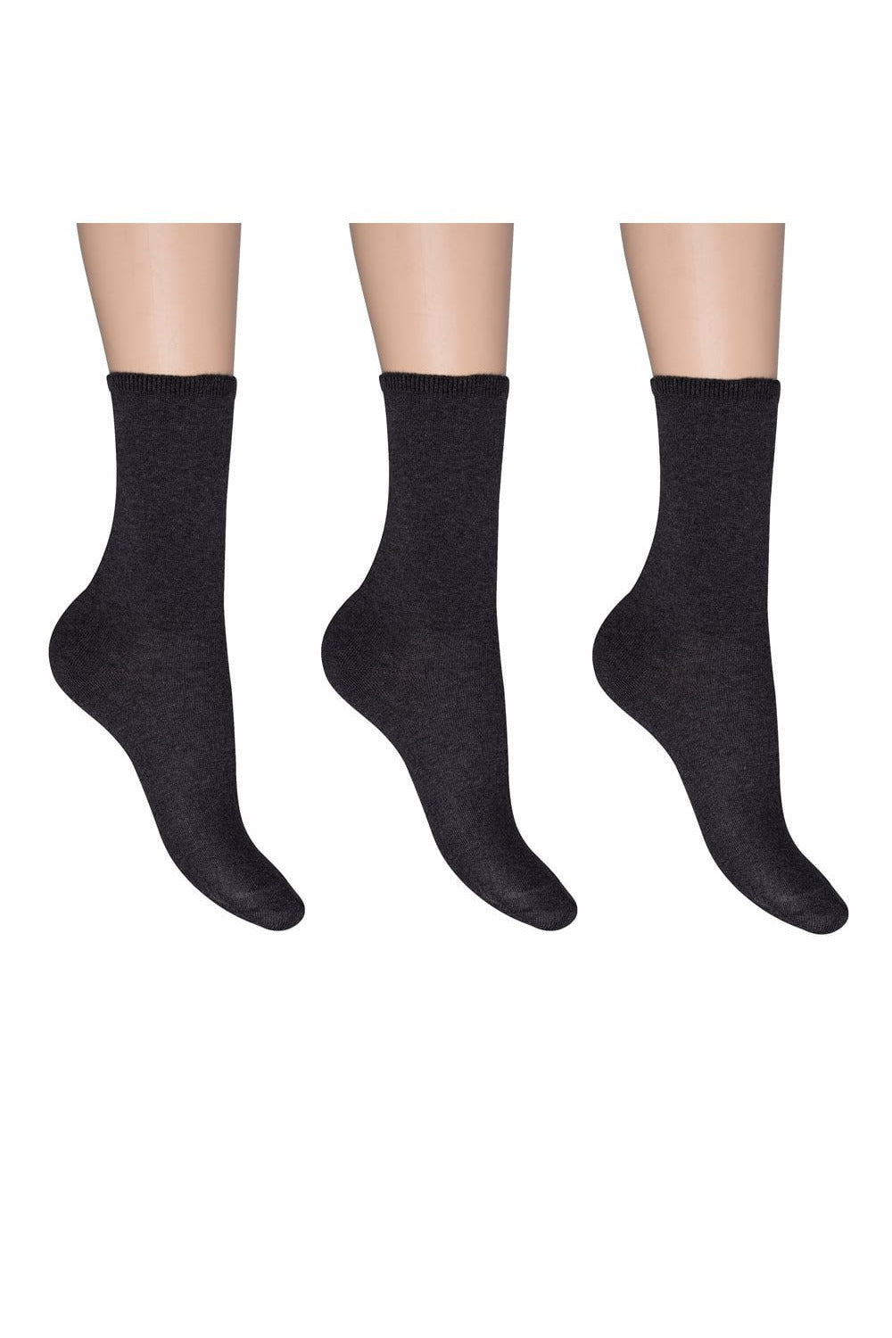 Navy socks worn on a white background