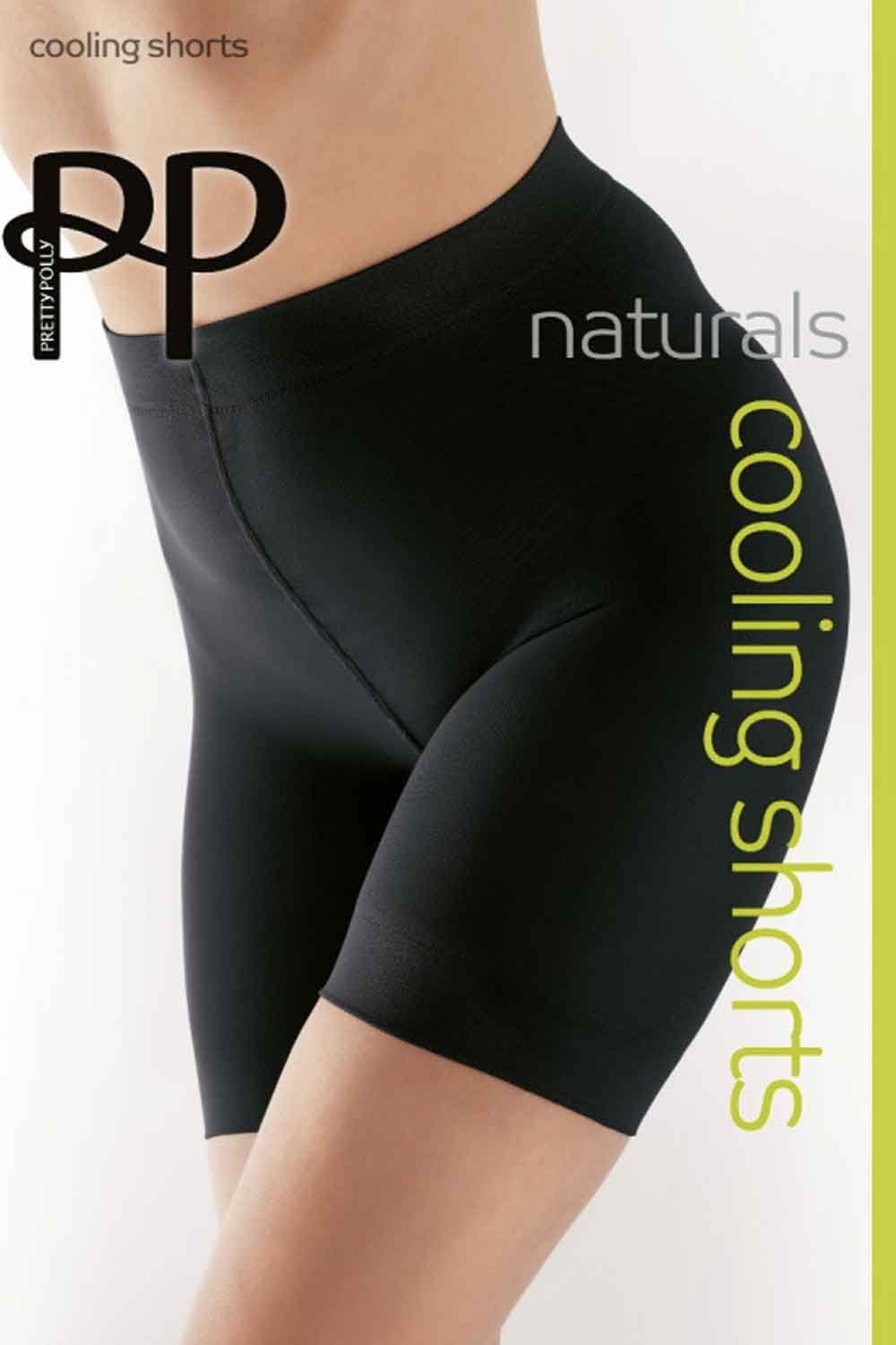 Black cooling shorts with brand logo on a white background