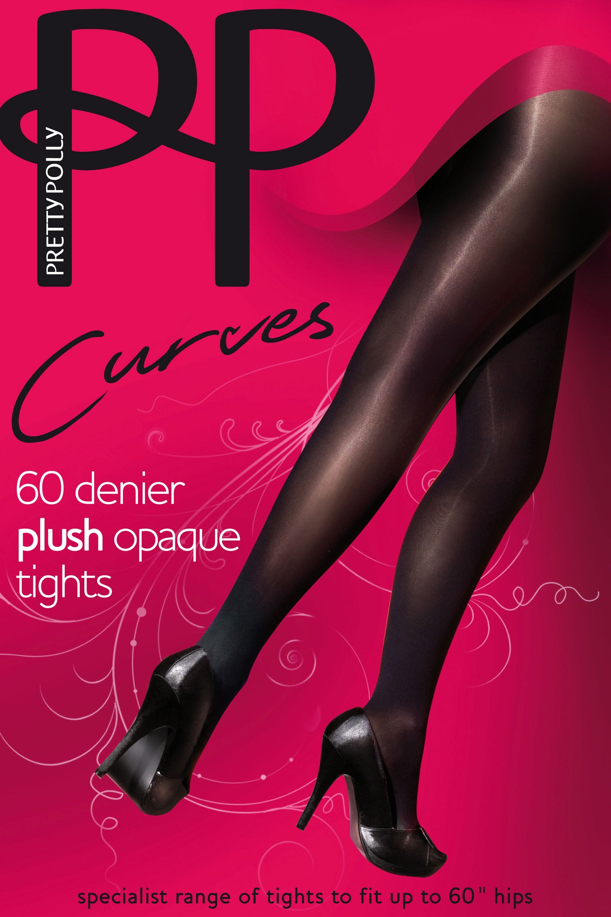 Pretty Polly Curves tights on a pink background