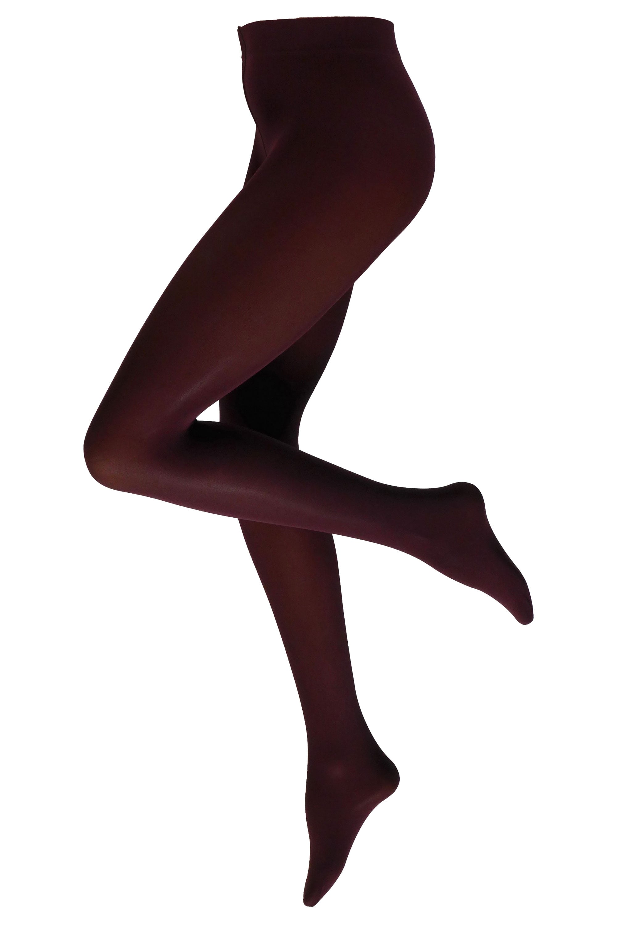 Cette  plum coloured plus size tights on a white background