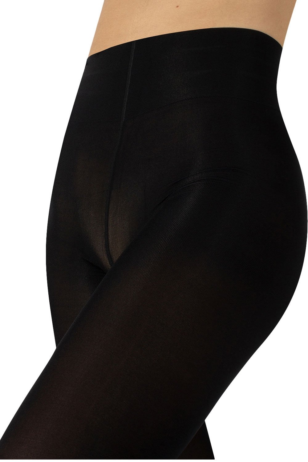 Black eco 50 denier tights  worn by a person on a white background