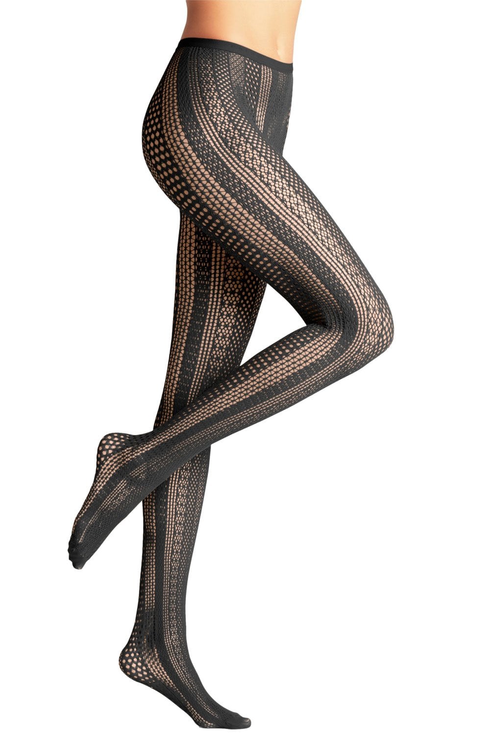 Falke Black lace tights on a white background 