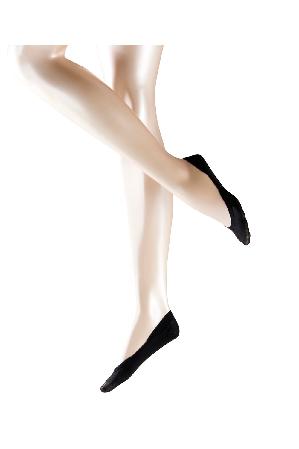 Black socks worn  on a white background