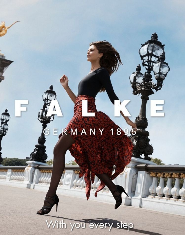 falke branding with woman in tights
