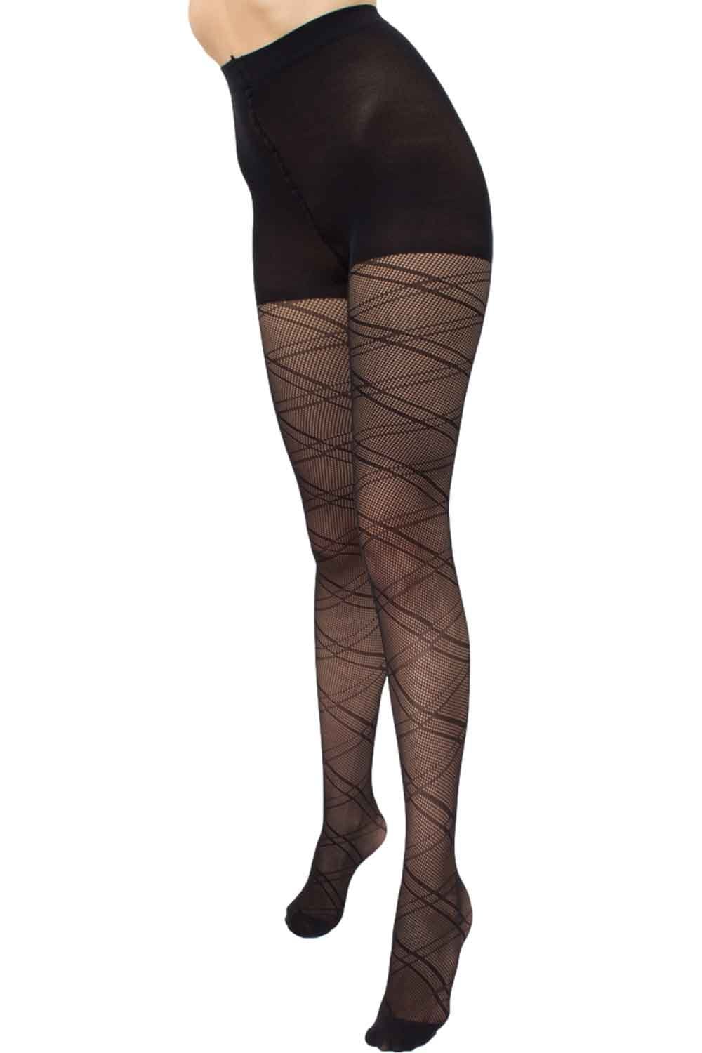 Black fashion net 40 pattrened  tights on a white background