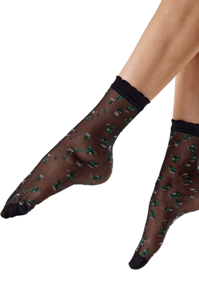 Sheer socks with a floral pattern AYV3