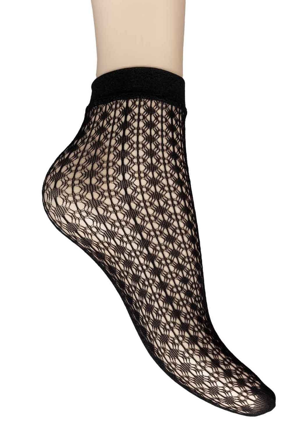 Black lace sock on a white background