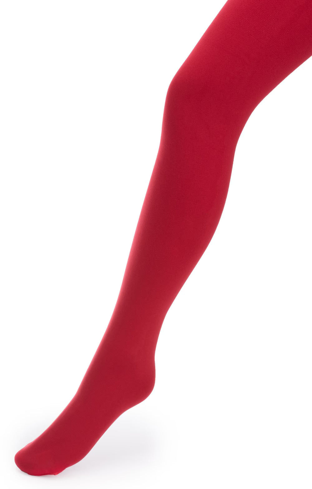 Warm red opaque  tights on a white background