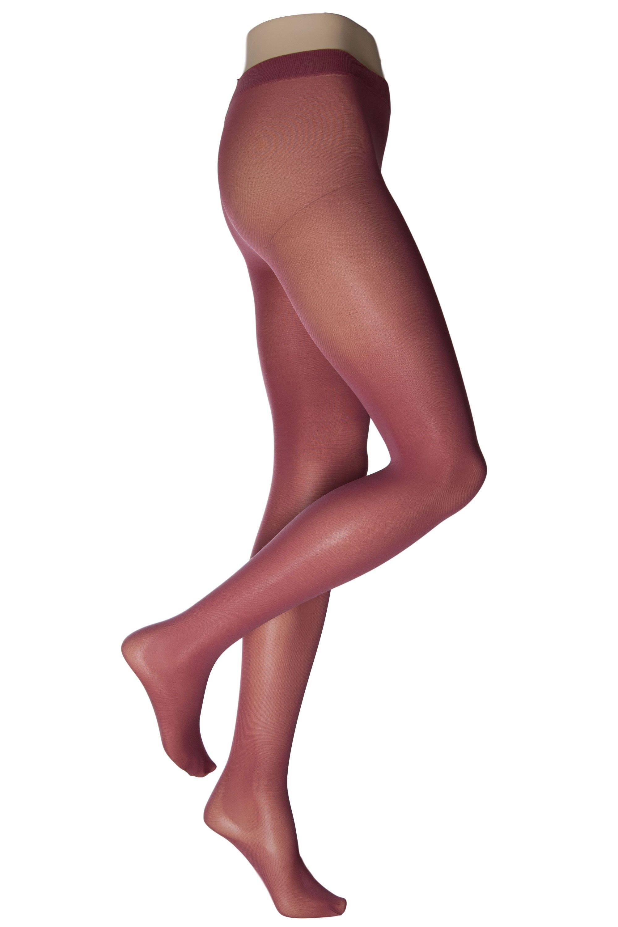 Gipsy garnet coloured tights worn by a model on a white background