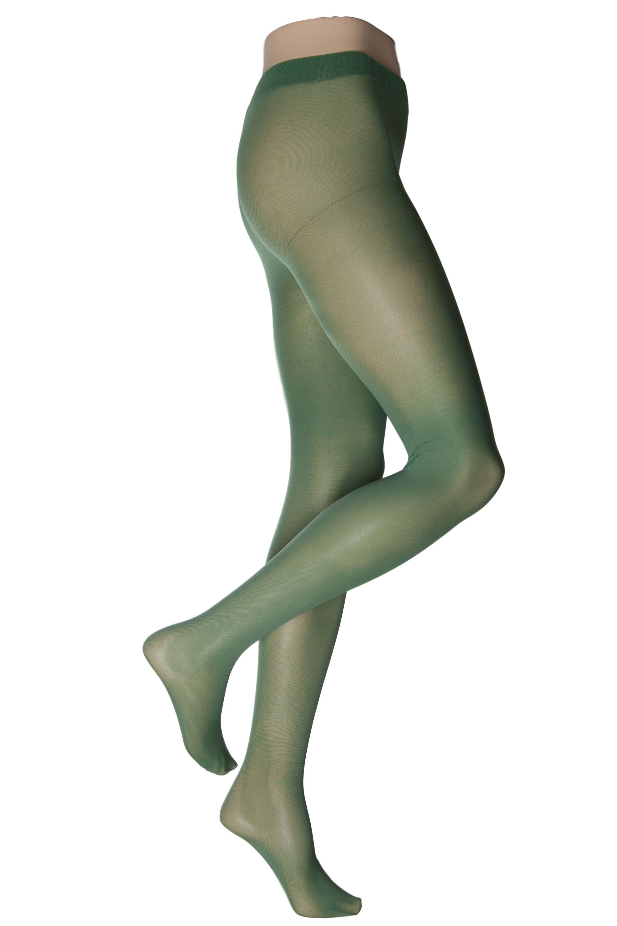 sage Green tights by gipsy worn by a person on a white background