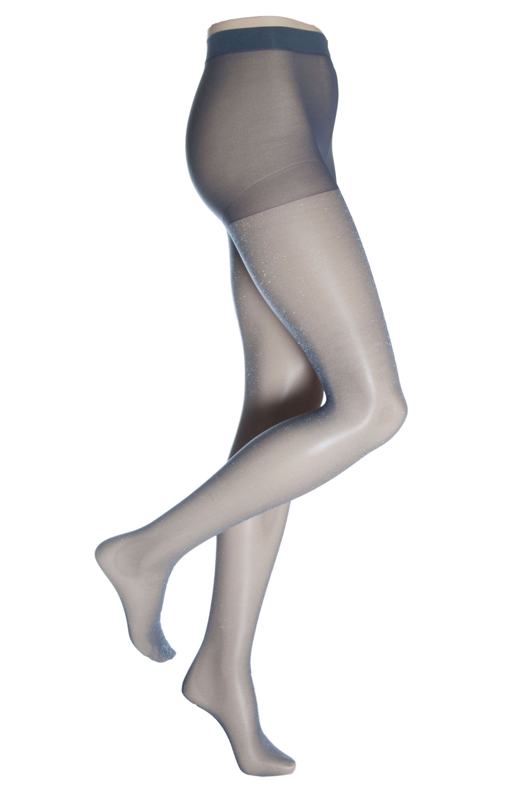 Lurex silver sparkle tights on a white background