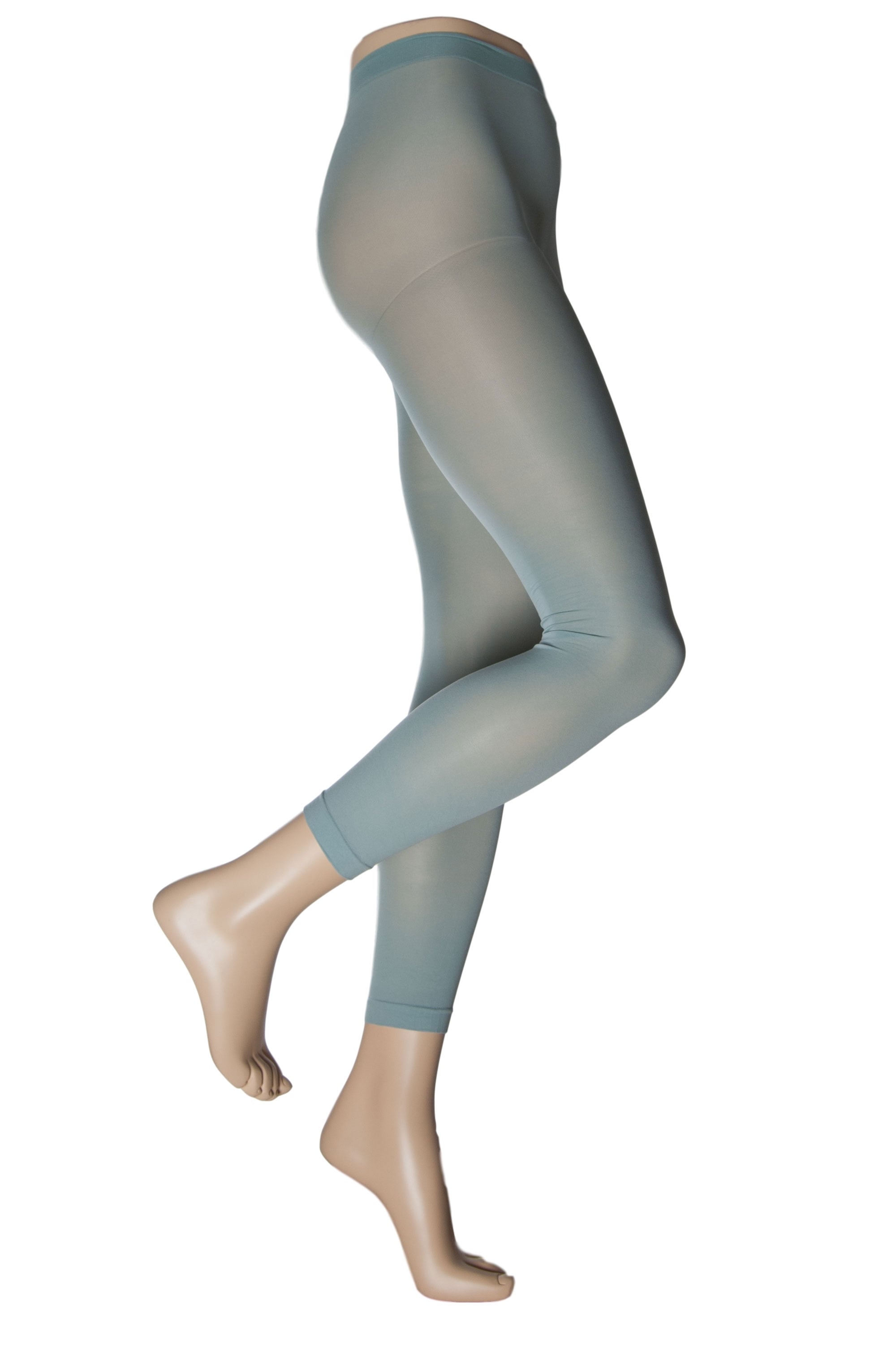 mint colured footless tights on a white background