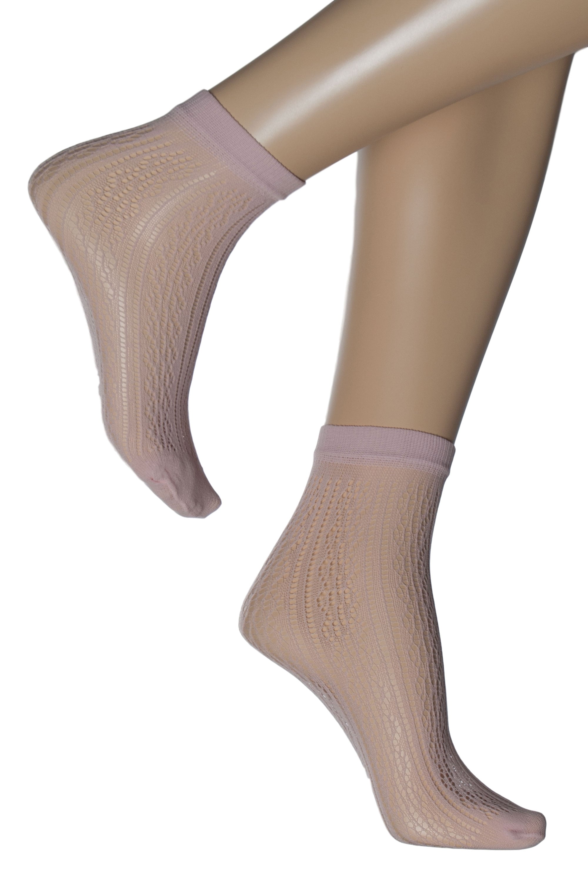 Pelerine pink crotchet anklet socks on a white background
