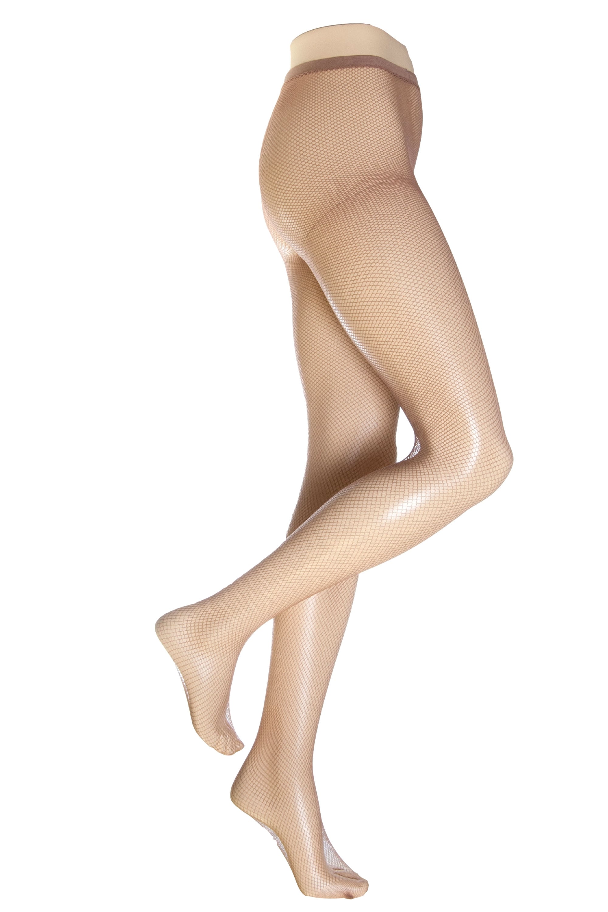 Natural  fishnet tights on a white background