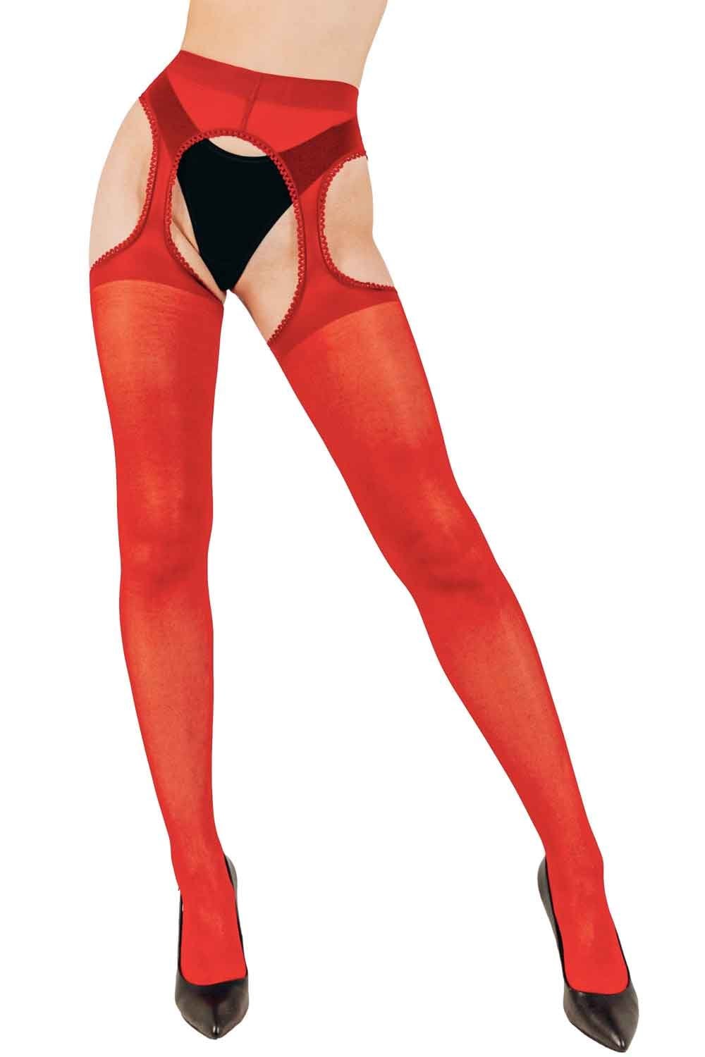 Red love chic backseam suspender tights