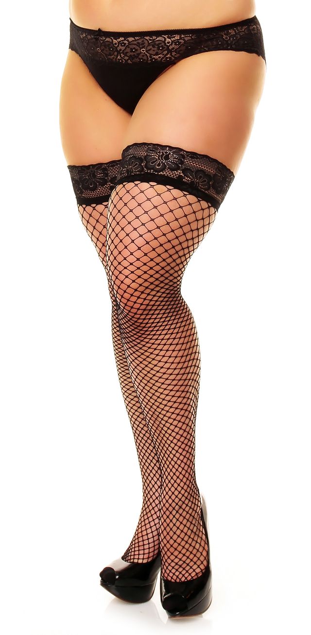 Glamory 50352 Mesh Hold Ups Plus Size