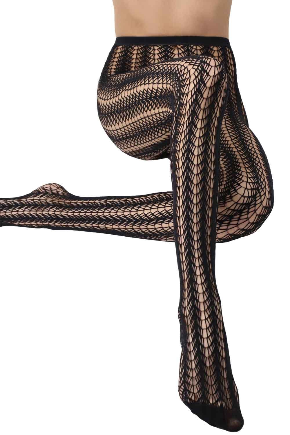 Black gothic  fishnet tights  on a white background
