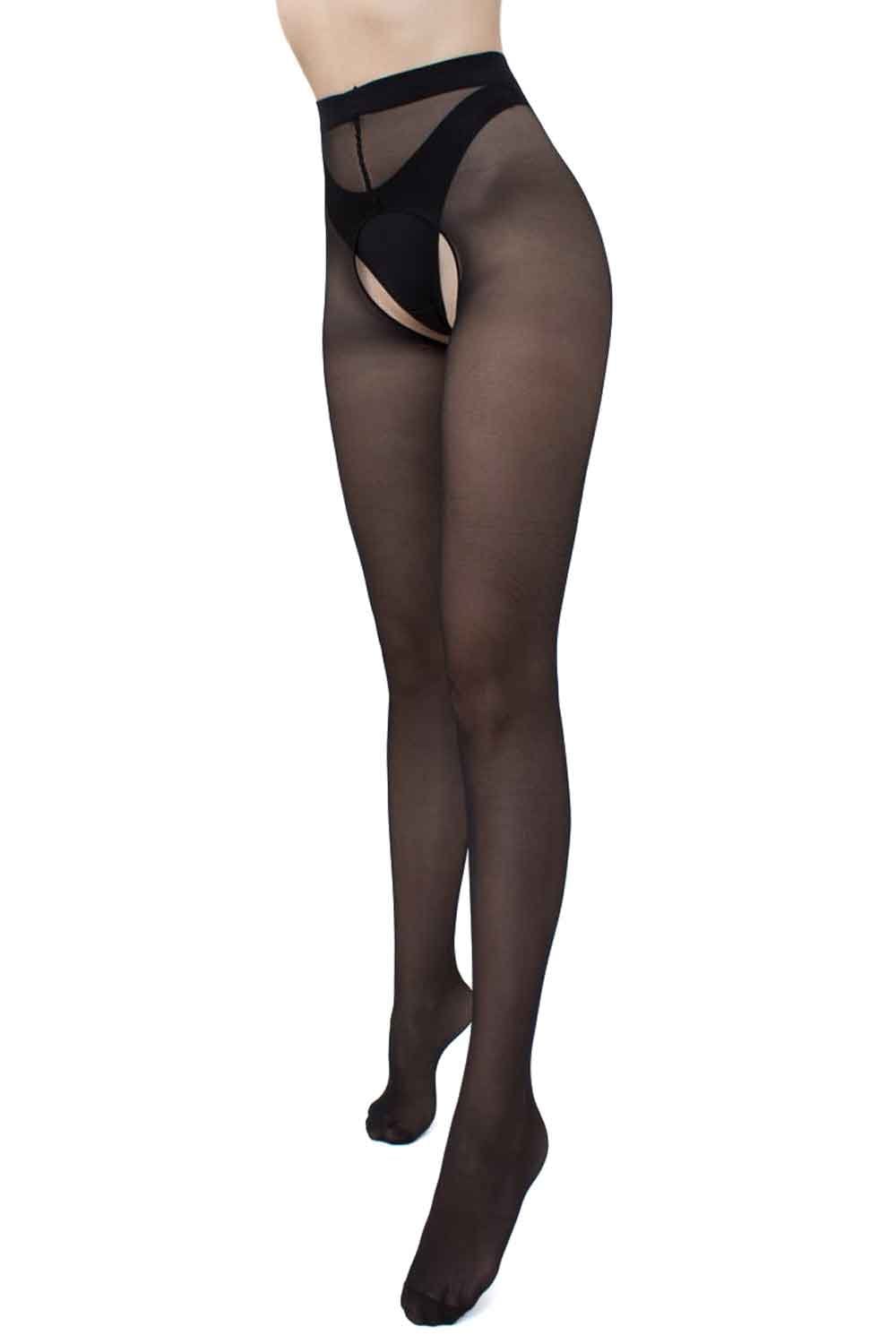 Black  intimo 40 tights  worn by a model on a white background 