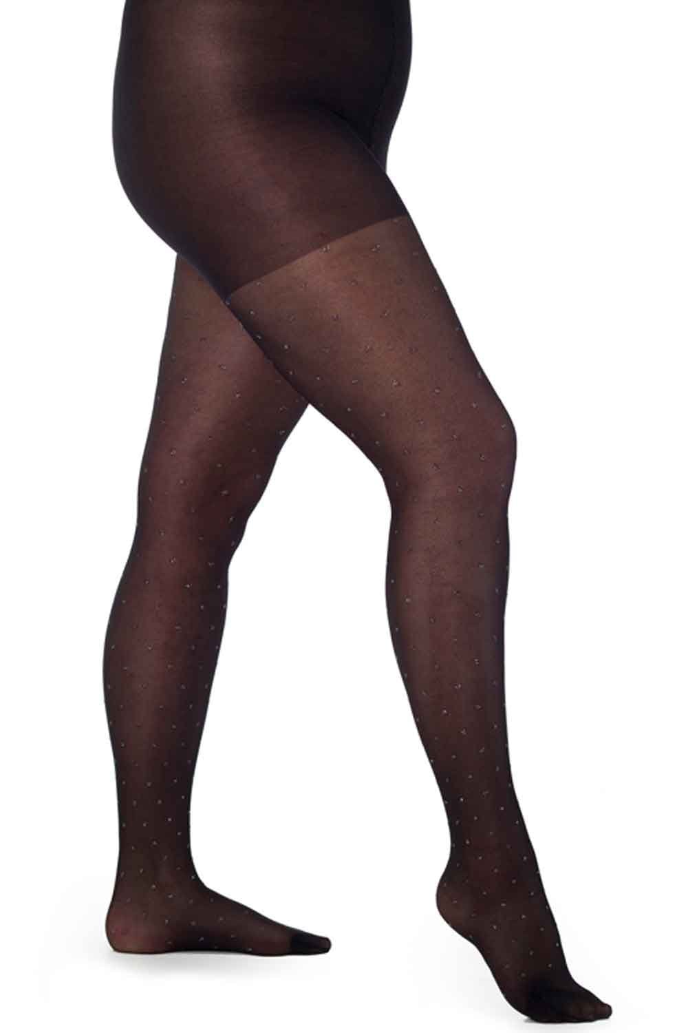 Glitter Dot curvy super stretch tights worn by a person on a white background