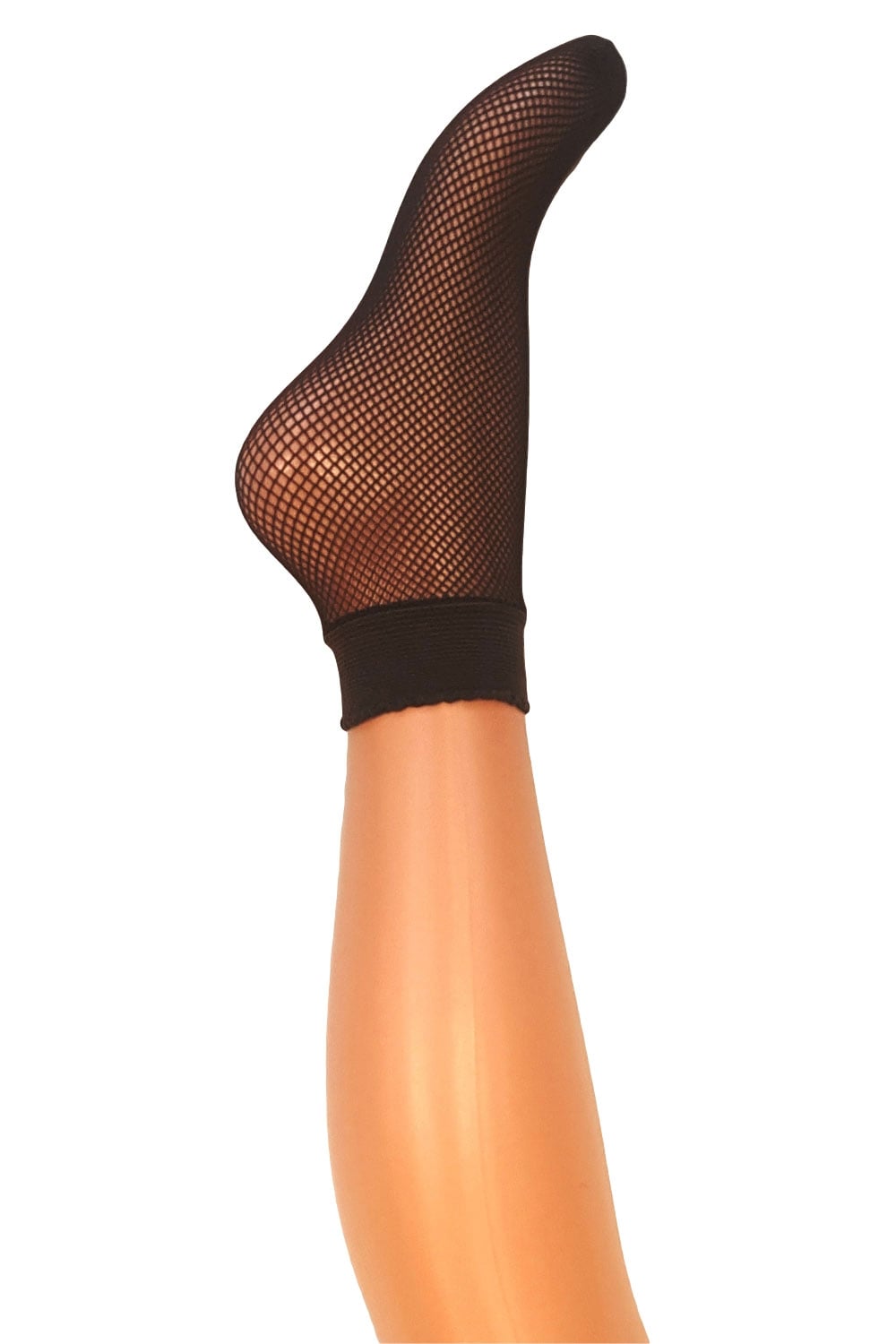 Mocha  fishnet ankle sock  on a white background