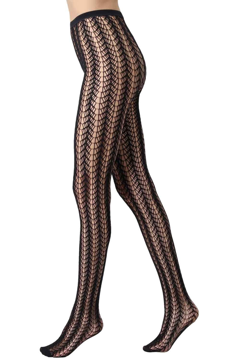 Black  gothic fishnet tights on a white background