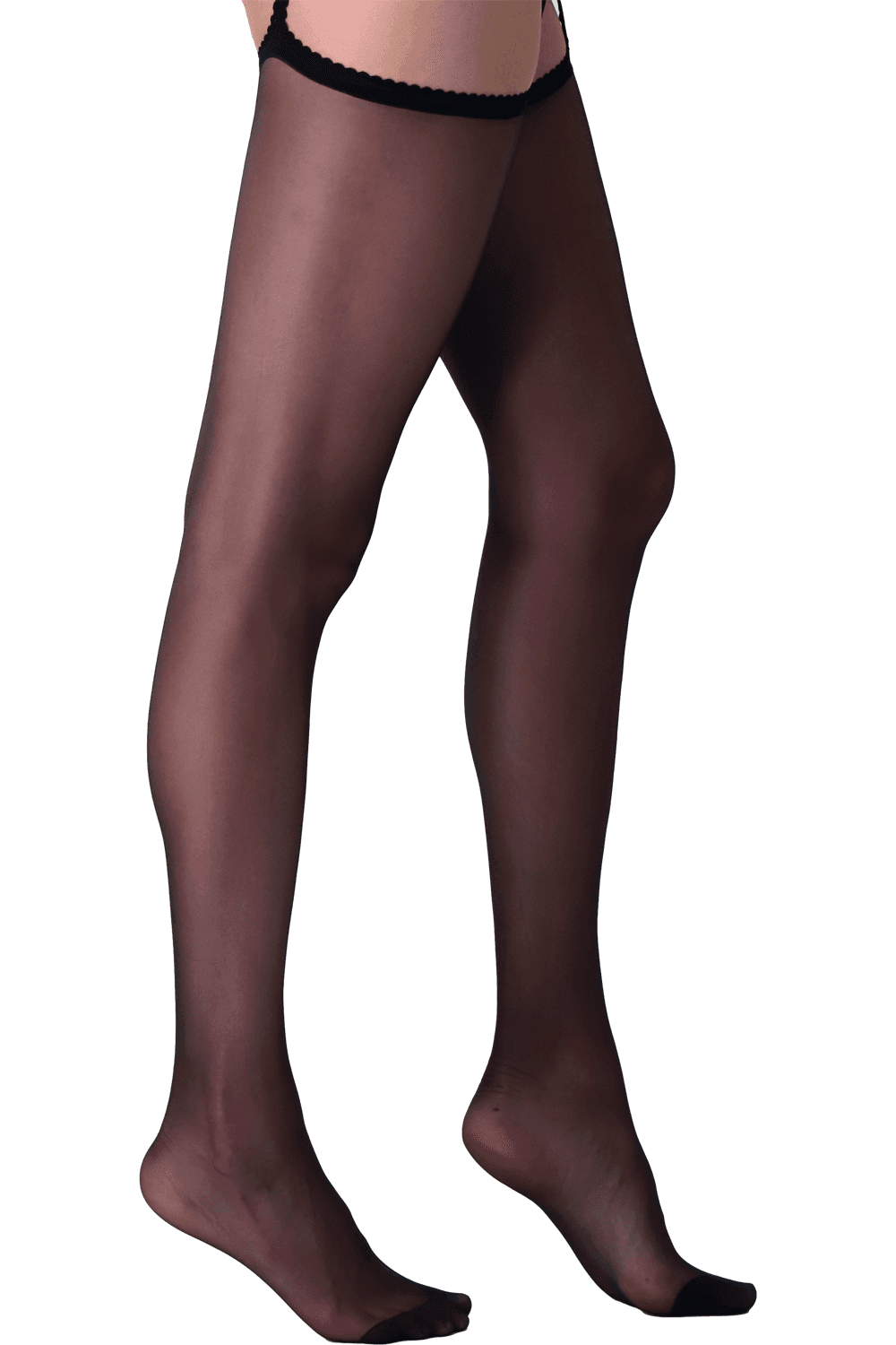 Black suspender tights  on a white background