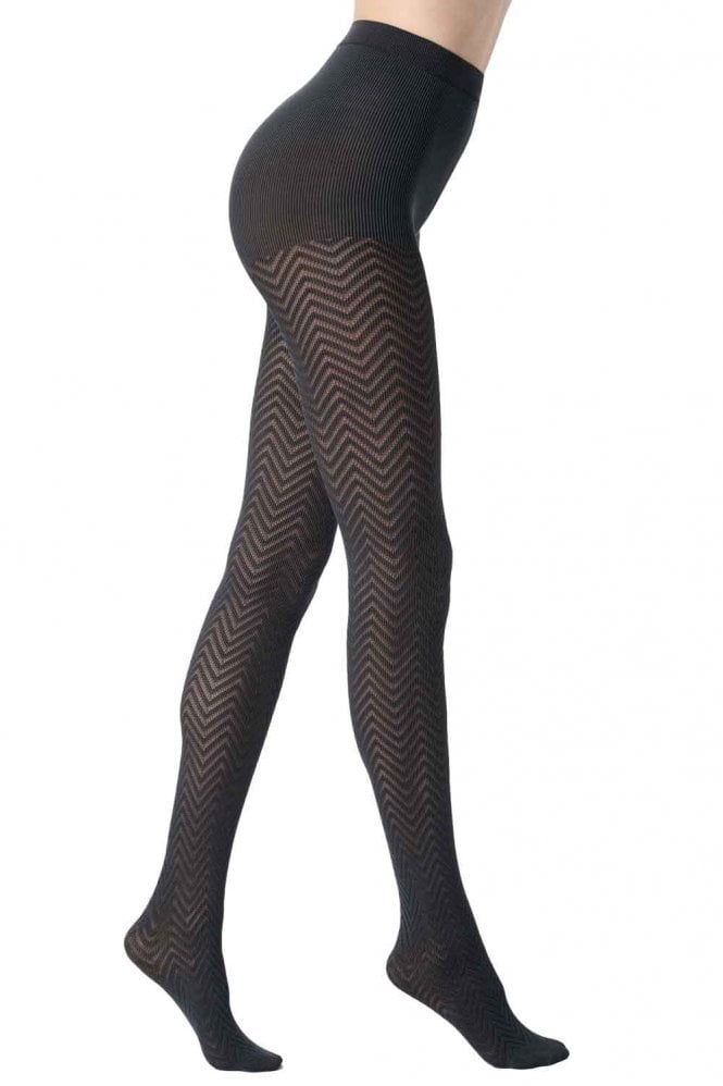 Tweed Tights By Oroblu In Nearly Black