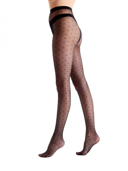 Patterned heart tights on a white background